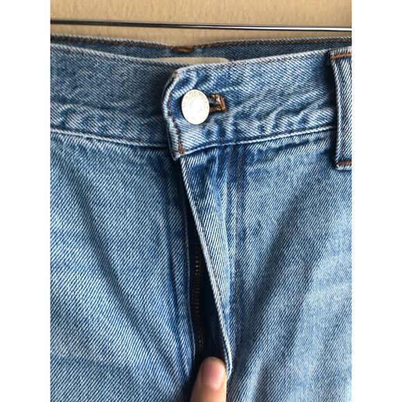 New Madewell Petite Baggy Straight Jeans in Seebald Wash Raw Hem Blue Size 33P - Picture 7 of 16